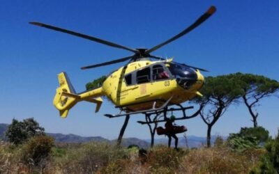 Los bomberos rescatan en Les Preses (Girona) a un cazador herido por un jabalí.